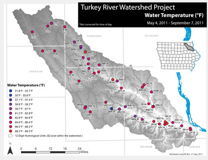 Turkey River Watershed Sampling: Temperature